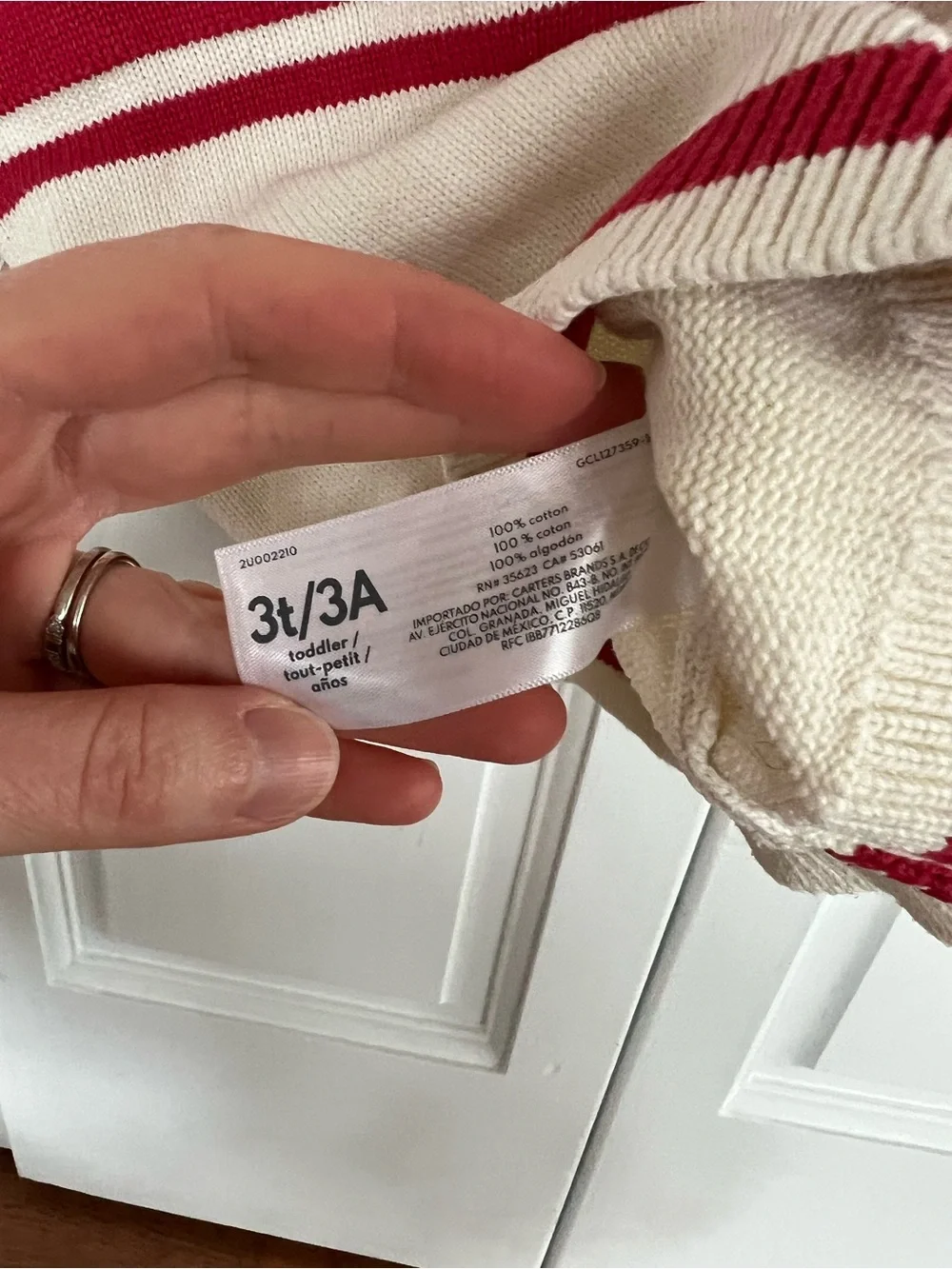 Carter's Cream Sweater with Red 'STAY COZY'